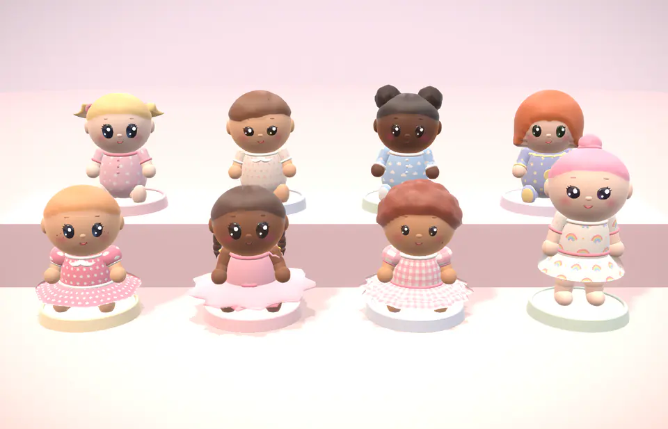 Bébés en robe à pois, robe tutu et grenouillère nuage dans le studio de la garde-robe
